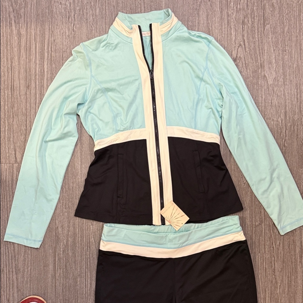 Boston Proper Mint, Black & Cream Colorblock Athletic Jacket